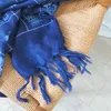 Scarves Spring And Summer Tie-dyed Plaid Hand Knotted Long Tassel Shawl Travel Decoration Cotton Tulle