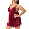 Tracksuits Women's Plus Size Suspender Lace Sexy Pajamas Sling Dress 2023 Transparent Nightie Lingerie Thong Nightgown