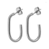 Boucles d'Oreilles Gothique Punk Petit Or Couleur Acier Inoxydable Pour Hommes Femmes Simple Géométrique Ovale Piercing Bijoux