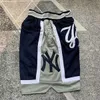 Calças masculinas Hip Hop Yankees American Street Fashion Marca Bordado Azul Profundo Quatro Bolsos Basquete Esportes Casual Split Shorts Zci5 OW49