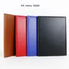 Bar Hotel restaurant office menu folder cover PU leather A4 menu organizer holders business contract agreement folder holder 1310A