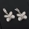 Stud Earrings 2023 Pure 925 Sterling Silver Jewelry For Women Full Diamond Butterfly Luck Design Wedding Party Mini Small Cute Size