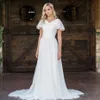2020 NYA A-LINE CHIFFON BOHO Modest Wedding Dresses With Flutter Sleeves V Neck Button Back Informal Beach Bridal Gowns Bohemian 321C