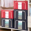 Förvaringspåsar Oxford tygklädlåda med stålram fällbar väska klart fönster blixtlås för klädbäddar filt handtag 230625