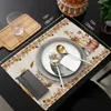 Paspaslar Şükran Günü Sonbahar Bitkileri Kabak Türkiye 46pcs Pad Placemat Mutfak Aksesuarları Yemek Masası Mat Coaster Festival Tablo 230625