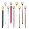 Creativiteit Crown Versiering Crystal Pen Gem Balpen Ring Bruiloft Kantoor Metalen Ringen Roller Ball Pennen 8 Stijl JN26