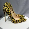 Horse hair 12Cm Super High Heel Women Pumps Sexy Leopard Print Party Night Club WomenS Shoes Narrow Top Large Size 33-45