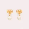 Pearl earrings Designer for Women Charm Studs Gold Letters Earring Dangle Earring