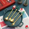 New 4pcs/set Christmas Spoon Fork Dinnerware Set with Gift Box Santa Hat Xmas Tree Spoon Fork Cutlery Set Christmas Party Decoration