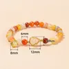 woman Natural gold silk jade elastic bracelet gourd charm beaded stone bracelets gift jewelry wholesale