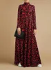 Ethnic Clothing Abaya For Muslim Women High Neck Long Sleeve Sun Group Dubai Dress Loose Elegant Leopard Casual Kaftan Gown