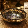 China Artistic Handmade Art Wash Basin Ceramic Counter Top Wash Basin Badrum Sänker hand keramiska badrum diskbänk svartgood qty naapt