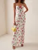 Casual Dresses Alyweretry Women Floral Bodycon Spaghetti Strap Sleeveless Backless Print som går ut
