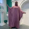 Ropa étnica Llanura Abaya Mujeres musulmanas Vestido modesto Con capucha Jilbab Color sólido Islámico Eid Ramadán Ropa Femme Musulman Abayas