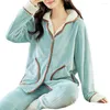 Frauen Nachtwäsche 2 PCs/Set Women Pyjamas Set Plüsch Home Clothes Winter Nightie Lose Nacht