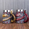 Tumblers Mighty Asian Dragon Mug Tankard 304 Stainless Steel Resin 3D Retro Beer Tankard Stein Cup Mugs Birthday Gift 600ml 20oz 230625