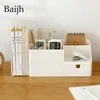 Держатели для хранения стойки стойки ABS Desk Office Office Organizer Stickers Bins Holder Desktop Pencil Pen Sundries Etenterable Box Stationly School. 230625