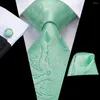 Bow Ties Mint Green Paisley 2023 Zarif Erkekler Tie Hanky ​​Cufflink İpek Kravat Düğün Partisi İş Moda Markası Hi-Tie