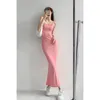 Casual Dresses Sexig ärmlös hög midja Slim Sling Dress Women's Summer Tight and Thin Elastic Package Hip Fishtail Long Maxi