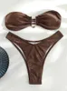 Roupa de banho feminina sexy biquíni 2023 roupa de banho feminina biquíni cai-cai conjunto de biquíni para saída de praia tanga maiô maiô moda praia j230506