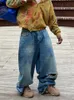 Heren Jeans Grote maat Gescheurd Vintage Mannen Doek Verwend Wassen Effen Kleur Losse Wijde Pijpen Casual Y2k Mop Broek Straat HipHop 230625