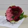 Decorative Flowers Artificial Silks White Country Wedding Bridal Bouquets Table Fake Flower Centerpiece For Party Gift Bouquet Vase Decor