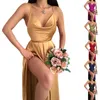 Robes décontractées Robe d'été sans manches Sexy col en V longue longueur au sol tenue de banquet Slim Split femmes