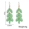 Boucles d'oreilles à tige Style de vacances d'été personnalité exagérée longue feuille pendentif pour femmes filles Orange vert feuilles blanches