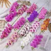 Decorative Flowers 9 Heads Big Silk Artificial Flower Branch Orchid 3D Printed Hand Feel Wedding Home Christmas Decor Potted Fake