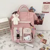 Backpack Teen Girls School Handheld Korean Style INS College Travel Leisure Bag & Pin Cute Bear 2023