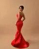 Fashion Red Mermaid Prom Dresses Sweetheart Evening Gowns Lace Up Back Ruffles Formal Red Carpet Long Special Occasion Party dress