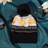 Gorros Pom chapéu de malha de lã sintética floco de neve bonés de beisebol quentes felpudos de natal chapéus presentes de ano de natal