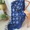 Scarves Spring And Summer Tie-dyed Plaid Hand Knotted Long Tassel Shawl Travel Decoration Cotton Tulle