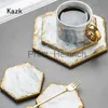 Geschirr Teller Nordic Natur Marmor Tablett Licht Luxus Golden Stroke Aufbewahrungstabletts Dessert Kuchenständer Teetasse Untersetzer Hochzeit Tischdekoration J230626