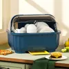 Portapentole Scolapiatti Scolapiatti Utensili da cucina Scolapiatti con coperchio pieghevole Armadio da appoggio Stoviglie Organizer Stoccaggio 230625