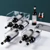 Stołowe stojaki na wino 1/2/3 Grids Stackable Wine Rack Lodówka Organizator napojów do przechowywania pudełka na butelkę Wyświetlacz Wine Wyświetlacz kuchnia plastikowa półka 230625