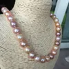 Chains Gorgeous 11-12mm Freshwater Pink Lavender Multicolor Pearl Necklace18"925silver