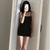 Günlük Elbiseler Moda Streç Mini Elbise Seksi Yuvarlak Boyun Kısa Şal Kalça Etek Akşam Parti Kulübü Bayanlar Sıkı