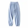 Women's Pants 2023 Fall Winter Women Fleece Plus Velvet Thick Drawstring Jogger Wide Leg Trousers High Waist Oversize Sweatpants Clothes