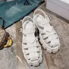 Designer Sandaler Foam Rubber Sandal Women Fashion Platform Slides Triangle Metal Slippers Retro Beach Loafers Round Toe Sandal med Box 22SS