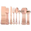 Dinnerware Sets Black Vintage Engravin Pattern Cutlery Set Stainless Steel Knife Fork Spoon Dinner Flatware Western Tableware