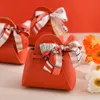 Other Event Party Supplies 20PCS Leather Gift Bags Bow Ribbon Packaging Bag Wedding Favour Distributions Bags Eid Mubarak Candy Packaging Box Mini Handbag 230625