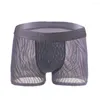 Underbyxor herrboxare shorts - Ice Silk Transparenta Mens Underwear Slim Panties Boxershorts Homme Slip Calzoncillo
