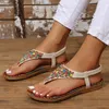 Sandaler Bohemian Style Flat Sandals for Women Summer Clip Toe Gladiator Sandaler Kvinna Plus Size Size Bottom Beach Shoes Flip Flops 230626