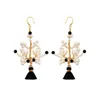 Stud Earrings 2023 Pearl Tassel Small Tree Female 18K Real Gold Electroplating Hand-woven Senior