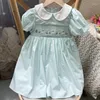 Girl Dresses Summer Sibling Smocked Dress Baby Girls Embroidery Floral Ropa Kids Clothings Princess Wedding Clothes Spanish Vestidos