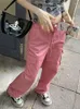 Frauen Jeans Frauen Cargo Hosen Lose Baggy Schwarz Koreanische Mode Hohe Taille Hose Moda Pantalones Anchos Y Sueltos Mujer
