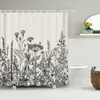 シャワーカーテン防水布の木の葉の白いカバノキの浴室大きな240x180 3Dプリント装飾カーテンバススクリーン230625