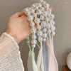 Hair Accessories Children's Pearl Streamer Headband Does Not Hurt The Head Princess Net Yarn Ponytail Girls Bow Tie Headdress