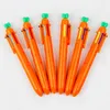 In 1 penna multicolore penna a sfera creativa a forma di carota colorata retrattile per cancelleria con pennarelli